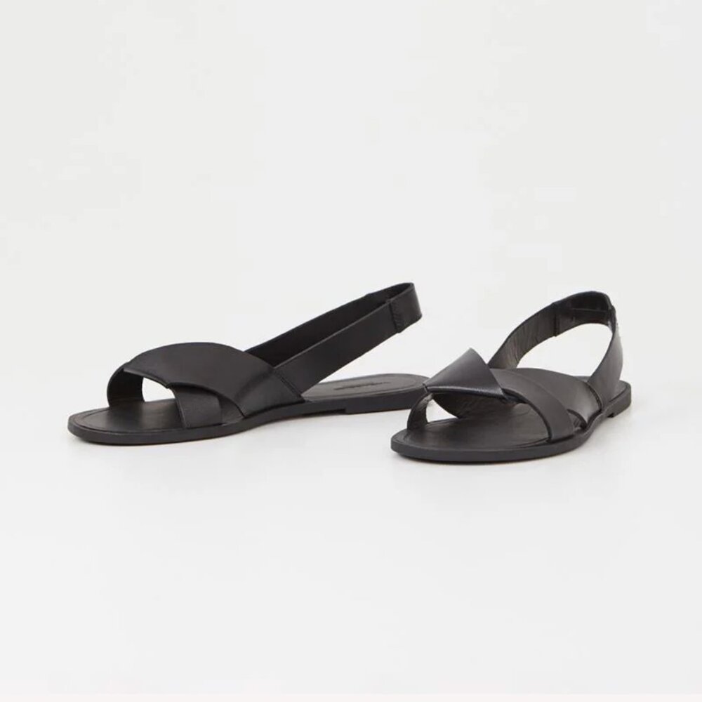 NWT Vagabond Tia 2.0 Flat Sandals, Black Leather, SEE NOTES ABOUT SIZING